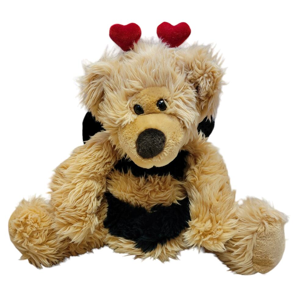 VTG 90s Russ Breezy Teddy‎ Bear 13" Plush Bumble Bee Hearts Valentines Day Gift